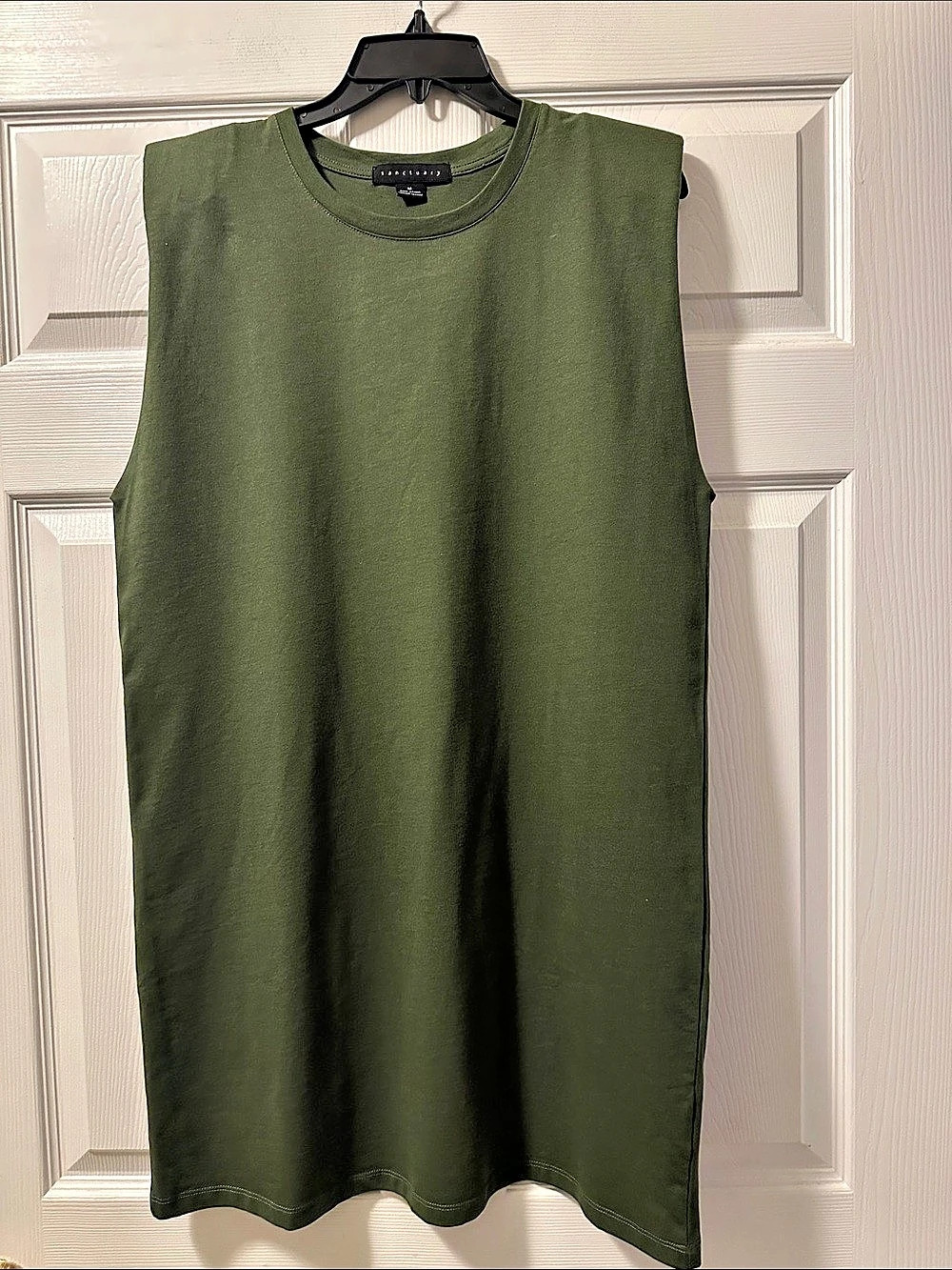 Sanctuary Olive Green Sleeveless Muscle Tee Dress w/Shoulder Pads - Size M